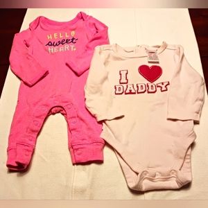 Old Navy and Carter's Baby Girl Valentine's Onesie's EUC, Size NB and 0-3 months